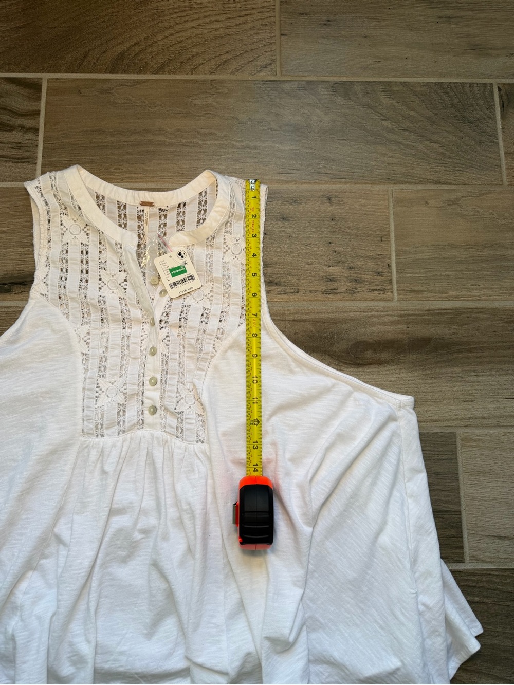 Cottagecore Free People sun-kissed ivory tank top NWT size L - Picture 6 of 11
